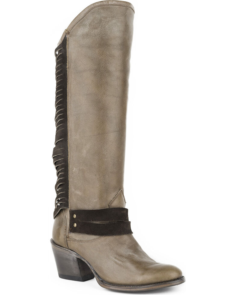 Stetson Women's Dover Suede Lacing Western Boots - Round Toe, Grey, hi-res