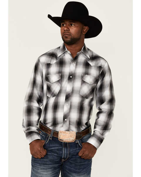 Roper Men's Multi Large Plaid Long Sleeve Pearl Snap Western Shirt , Black, hi-res