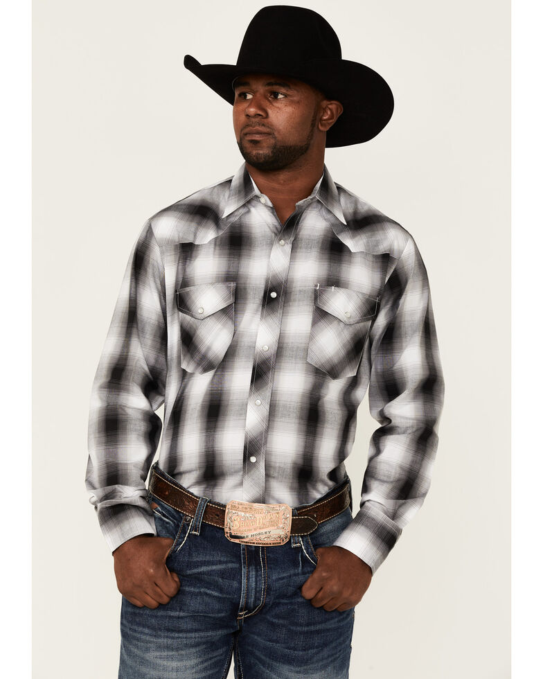 Roper Men's Multi Large Plaid Long Sleeve Snap Western Shirt , Black, hi-res