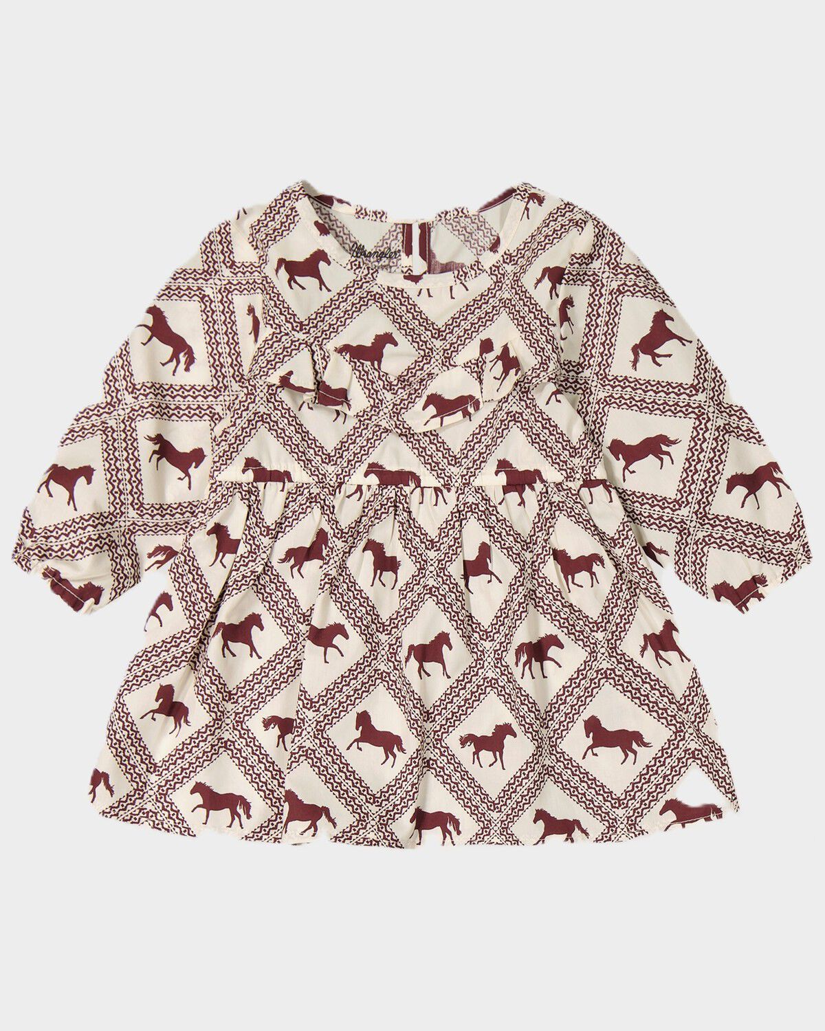 Wrangler Toddler Girls' Horse Print Long Sleeve Dress, Cream, hi-res
