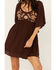 Image #3 - Shyanne Women's Embroidered Mesh Crinkle Dress, Dark Brown, hi-res