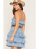 Image #4 - Boom Boom Jeans Women's Light Wash Strapless Tiered Belted Denim Mini Dress, Light Wash, hi-res