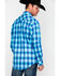 Image #2 - Rock & Roll Denim Men's Crinkle Washed Yarn Dye Plaid Long Sleeve Western Shirt, Blue, hi-res