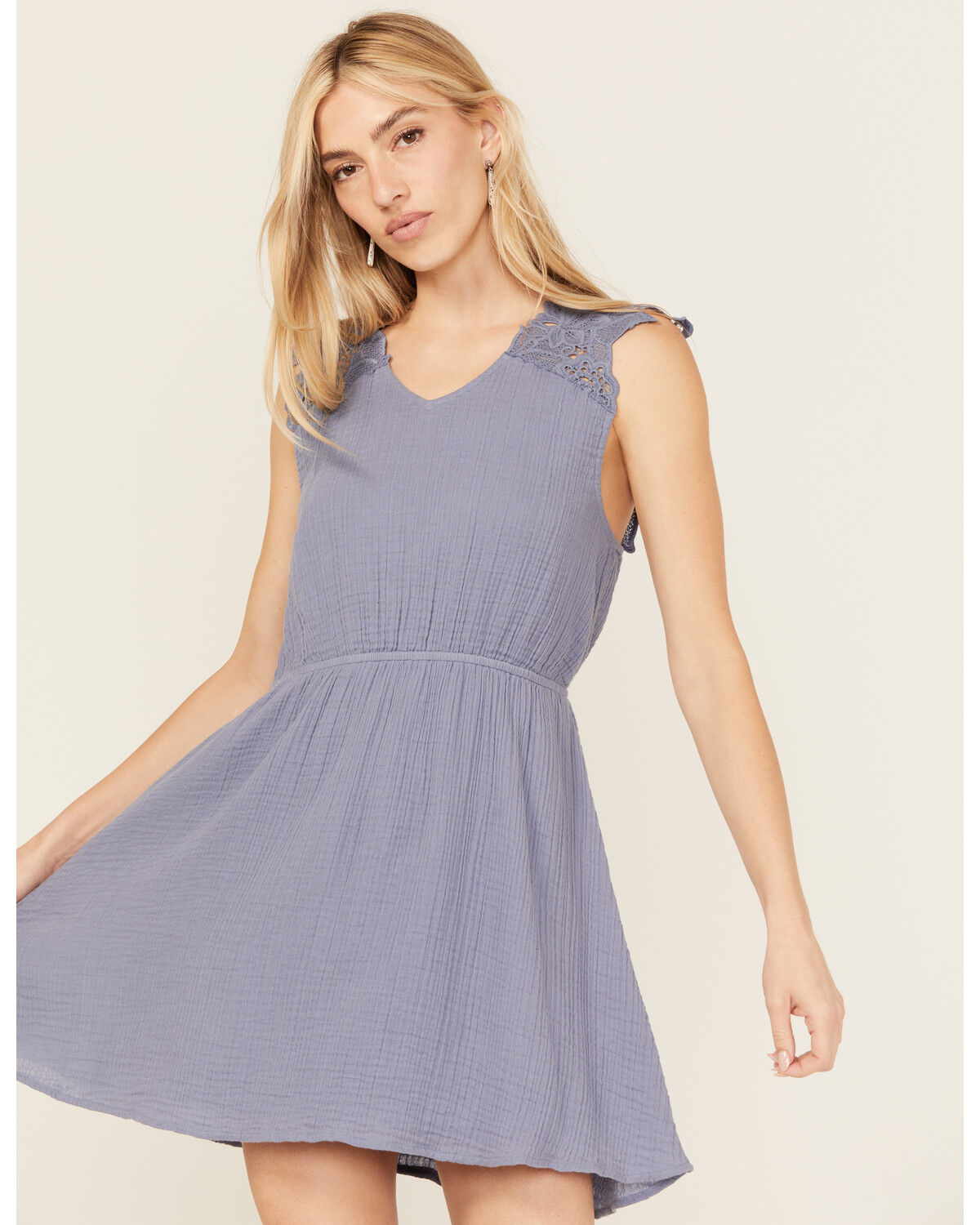 Image #2 - Cleo + Wolf Women's Birdy Open Back Mini Dress, Medium Blue, hi-res