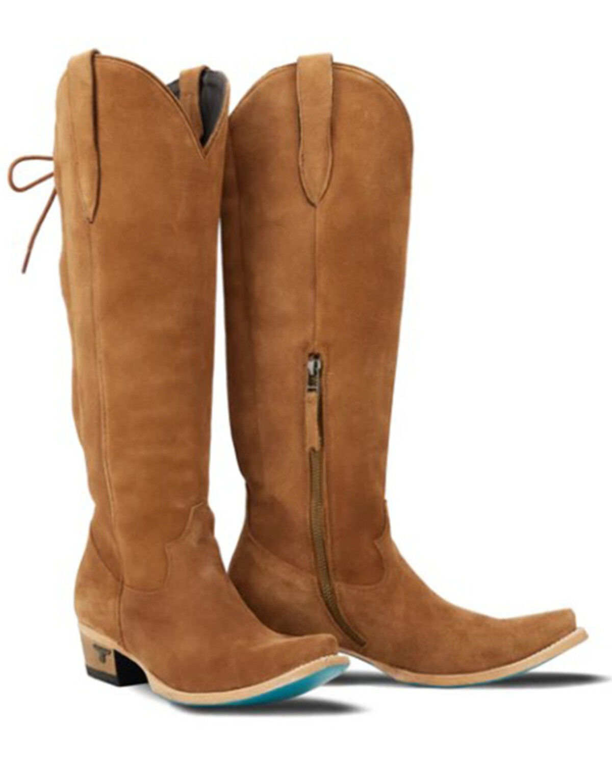 Image #1 - Lane Women's Olivia Jane Knee High Corset Western Boots - Snip Toe, Caramel, hi-res