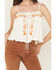 Image #3 - Miss Me Women's Floral Embroidered Cropped Tank Top, White, hi-res