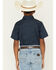 Image #4 - Cody James Boys' Tripp Geo Print Short Sleeve Snap Western Shirt, Navy, hi-res