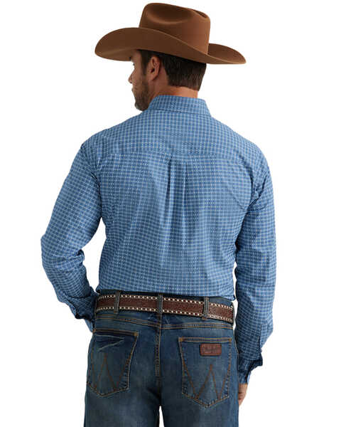 Image #3 - George Strait by Wrangler Men's Geo Print Long Sleeve Button-Down Stretch Western Shirt - Big , Blue, hi-res