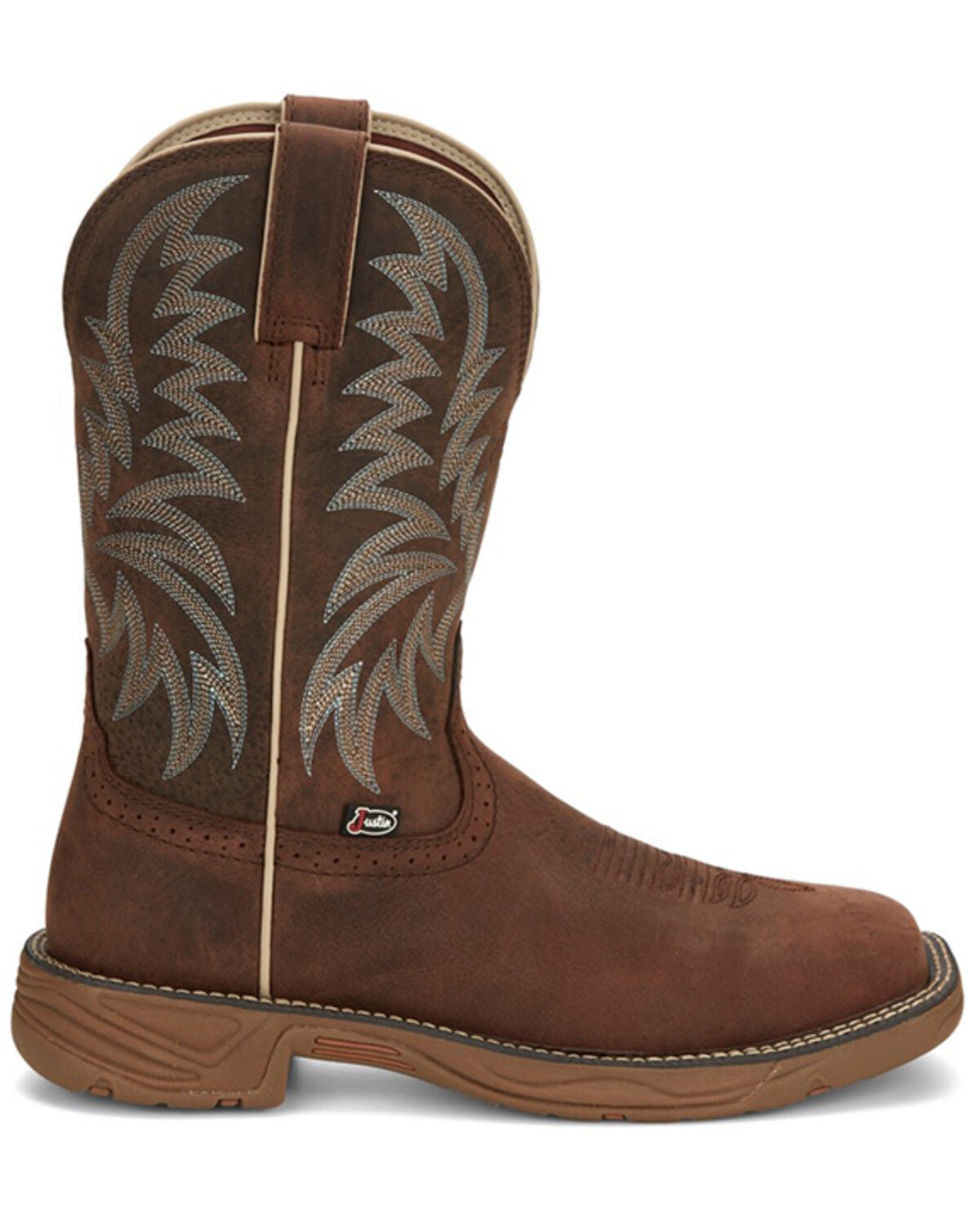 Image #2 - Justin Men's Stampede Rush Short Base Performance Western Boots - Broad Square Toe, Brown, hi-res