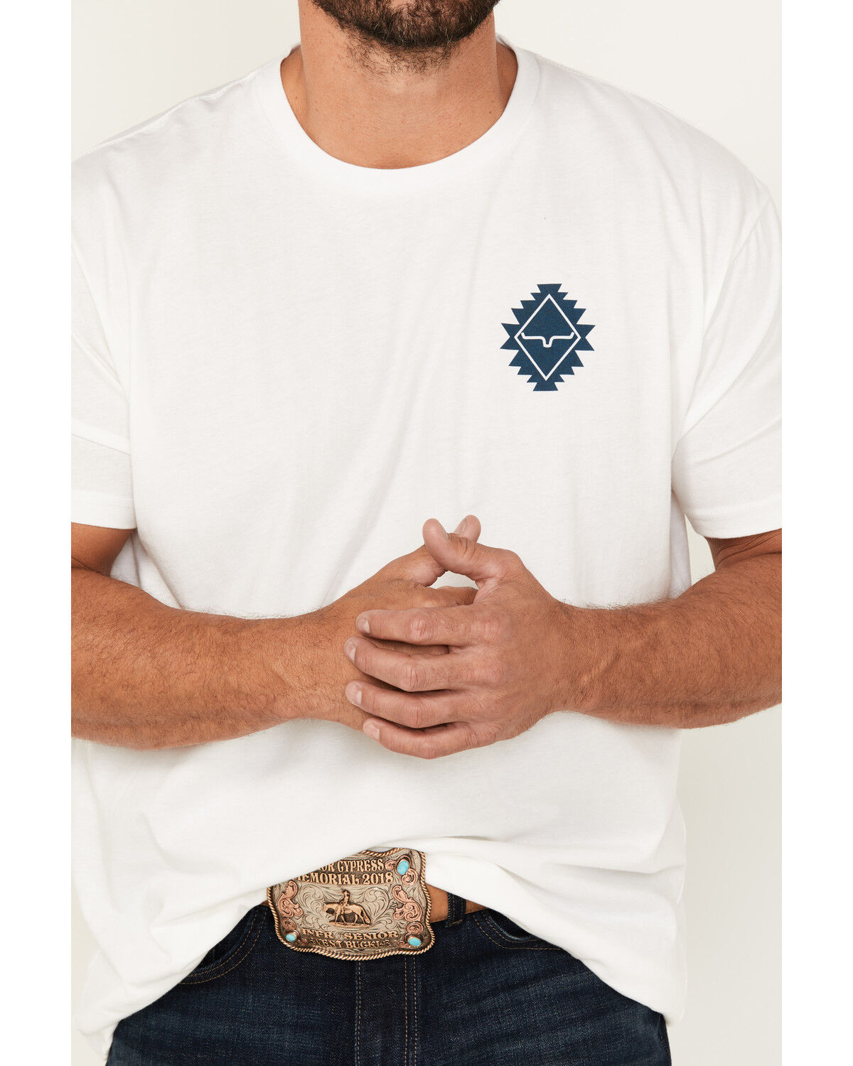 Image #3 - Kimes Ranch Men's Boot Barn Exclusive Layered Diamond Southwestern Logo Short Sleeve Graphic T-Shirt, White, hi-res