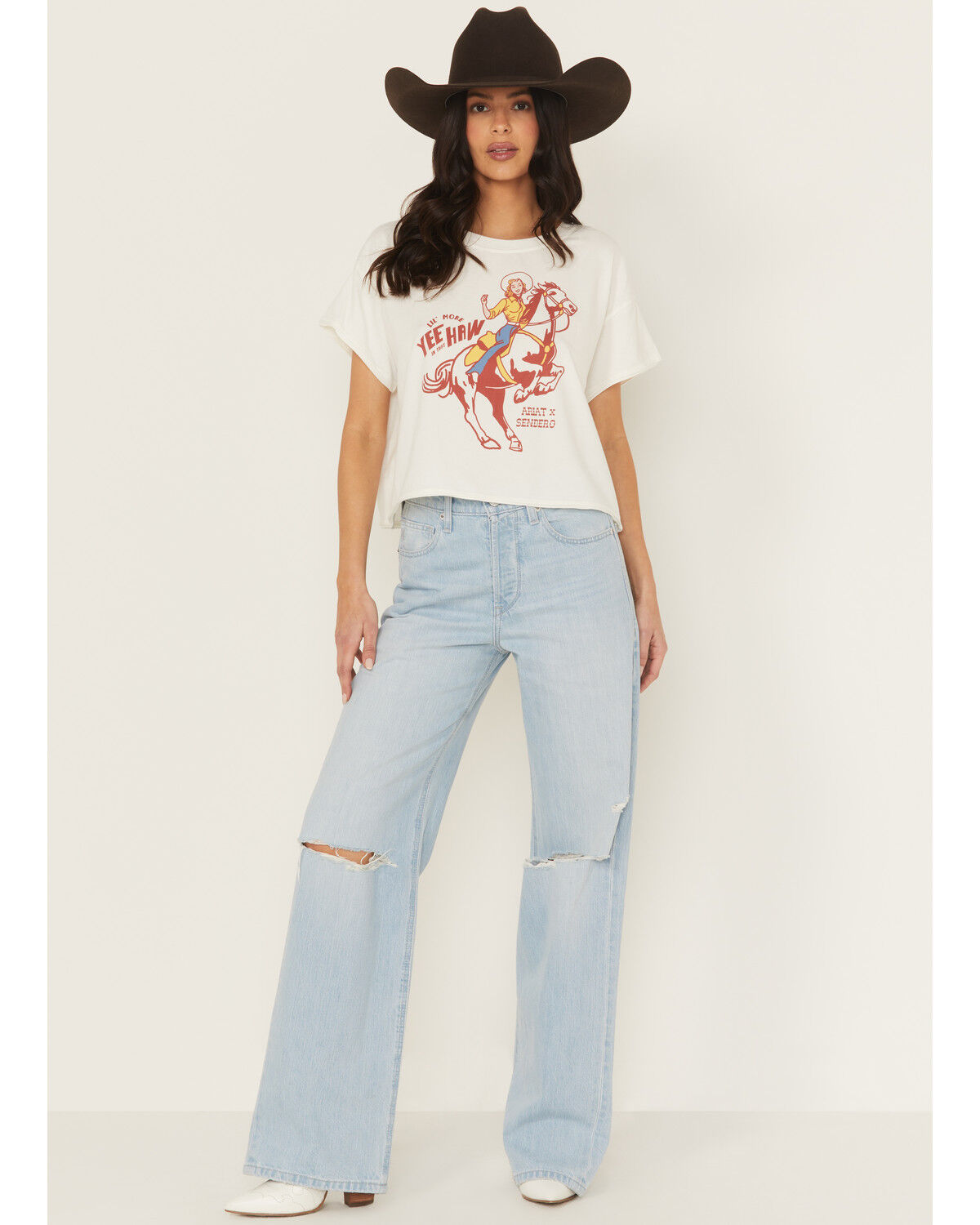 Image #1 - Ariat Women's Tomboy Light Wash Ultra High Rise Straight Denim Jeans, Light Wash, hi-res
