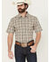 Image #1 - Cody James Men's Summit Plaid Print Short Sleeve Button-Down Stretch Western Shirt, Brown, hi-res