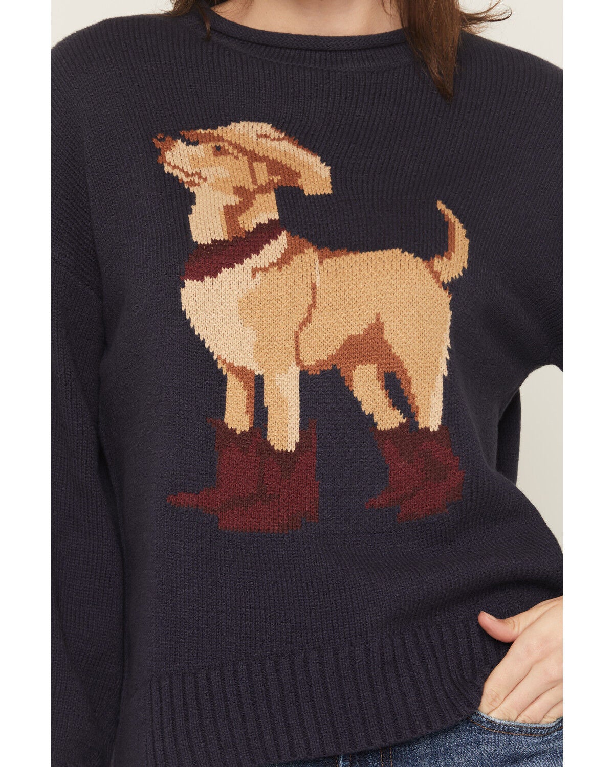 Image #3 - Wishlist Women's Cowboy Dog Sweater, Navy, hi-res