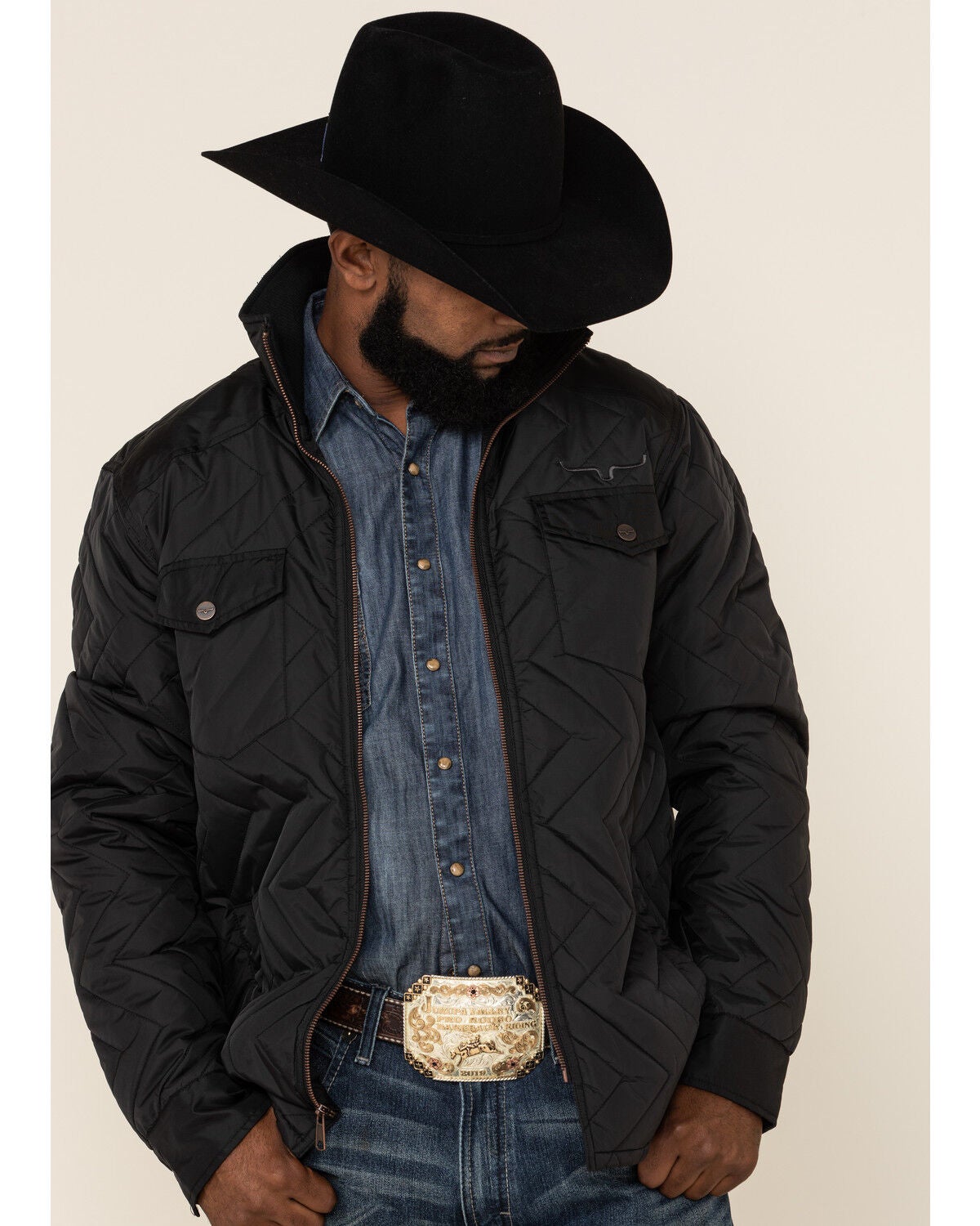Kimes Ranch Men's Black Skink Quilted Shirt Jacket, Black, hi-res