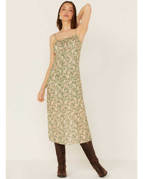 Image #1 - Sadie & Sage Women's Watchin Dreamin Paisley Print Midi Dress, Olive, hi-res