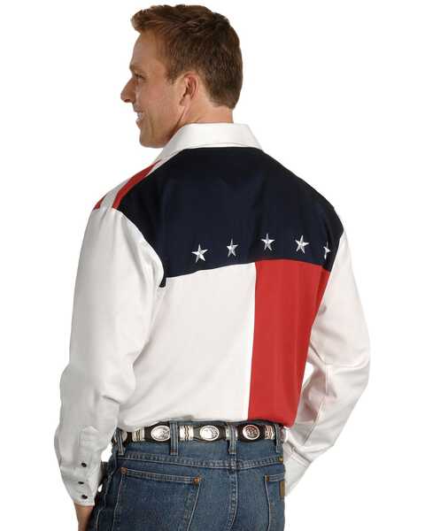 Scully Patriotic American Flag Colorblock Western Shirt - Big & Tall, Blue, hi-res