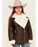 Image #1 - Urban Republic Little Girls' Bonded Sherpa Moto Jacket, Tan, hi-res