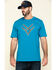 Image #1 - Hawx Men's Teal Fractal Camo Logo Graphic Work T-Shirt, Teal, hi-res