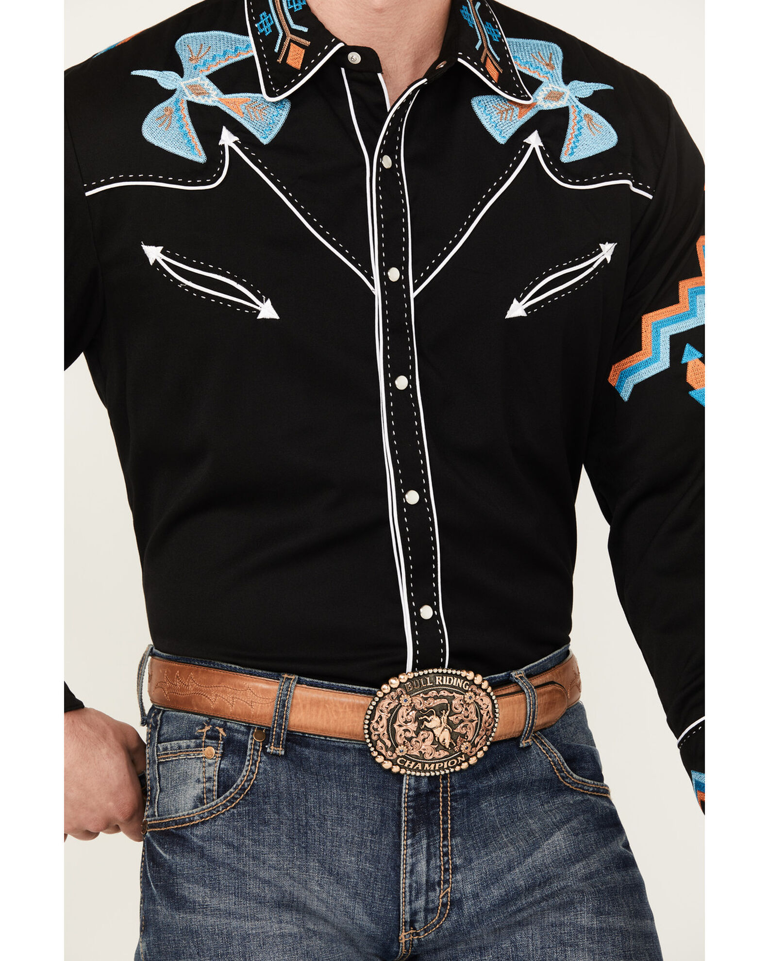 Product Name: Scully Men's Phoenix Embroidered Retro Long Sleeve Western  Shirt