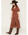 Image #1 - Shyanne Women's Renee Floral Print Short Sleeve Midi Dress, Bark, hi-res