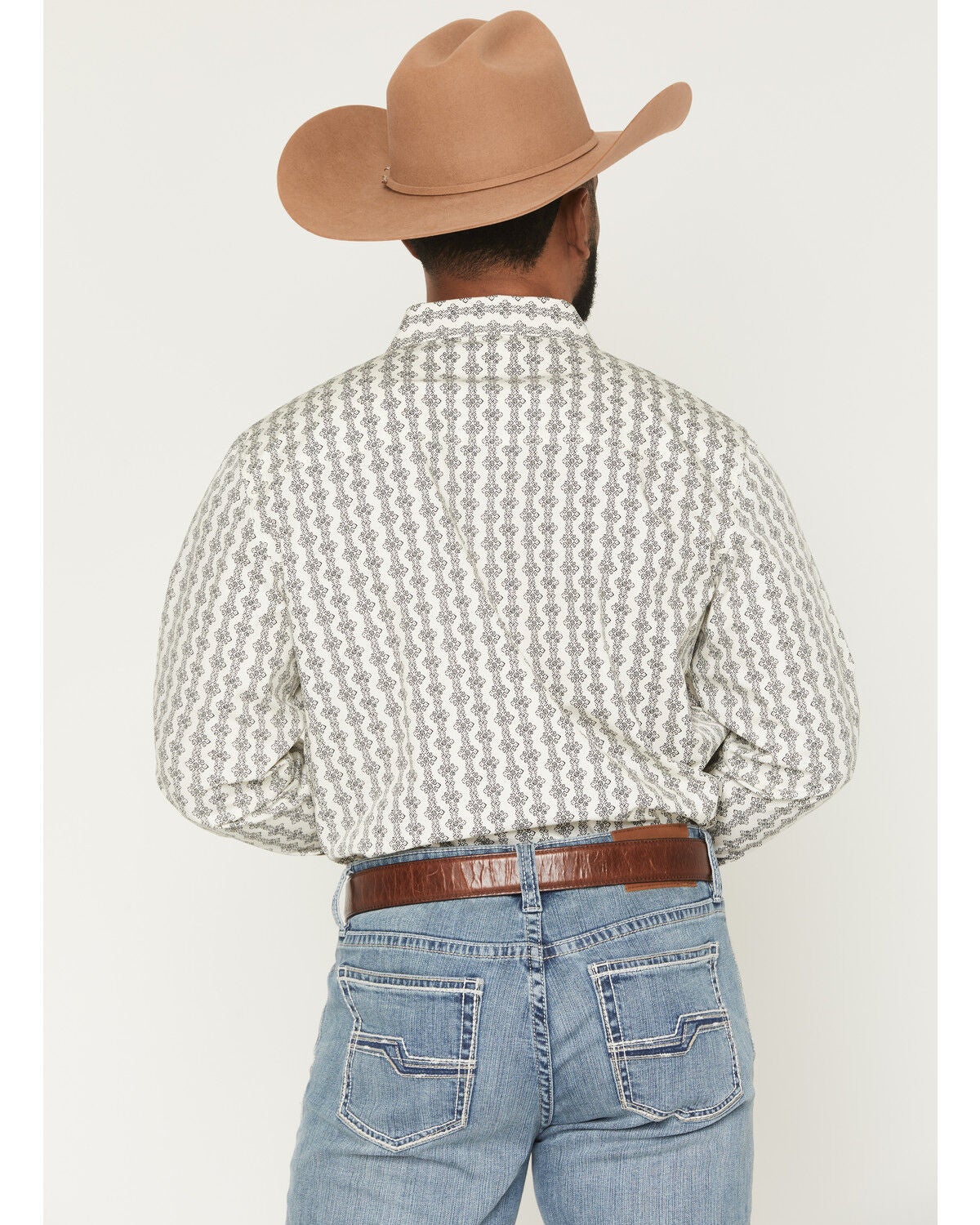 Image #4 - Gibson Trading Co Men's Pool Hall Stripe Print Long Sleeve Button-Down Western Shirt, Ivory, hi-res