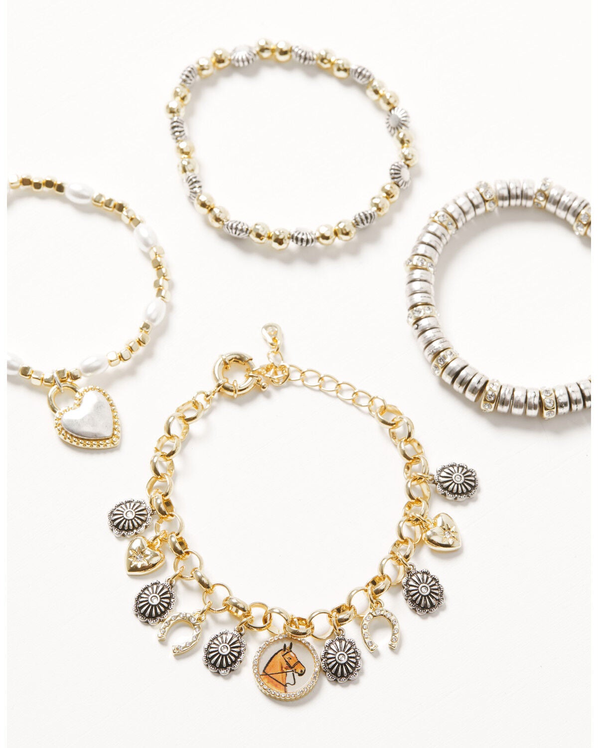 Shyanne Women's Western Muse Layered Charm Bracelet Set - 4 Piece, Gold, hi-res