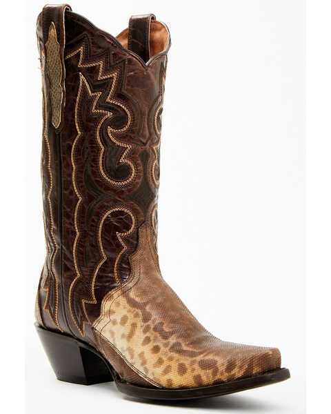Image #1 - Dan Post Women's Karung Exotic Snake Western Boots - Snip Toe , Brown, hi-res