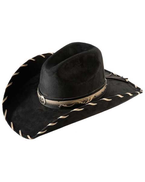 Bullhide Women's Straight Shooter Faux Felt Cowgirl Hat, Black, hi-res