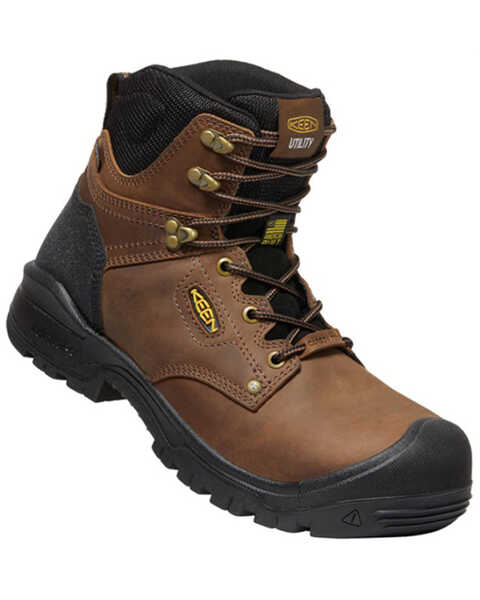 Keen Men's 6" Evanston Waterproof Work Boots - Carbon Toe , Black, hi-res