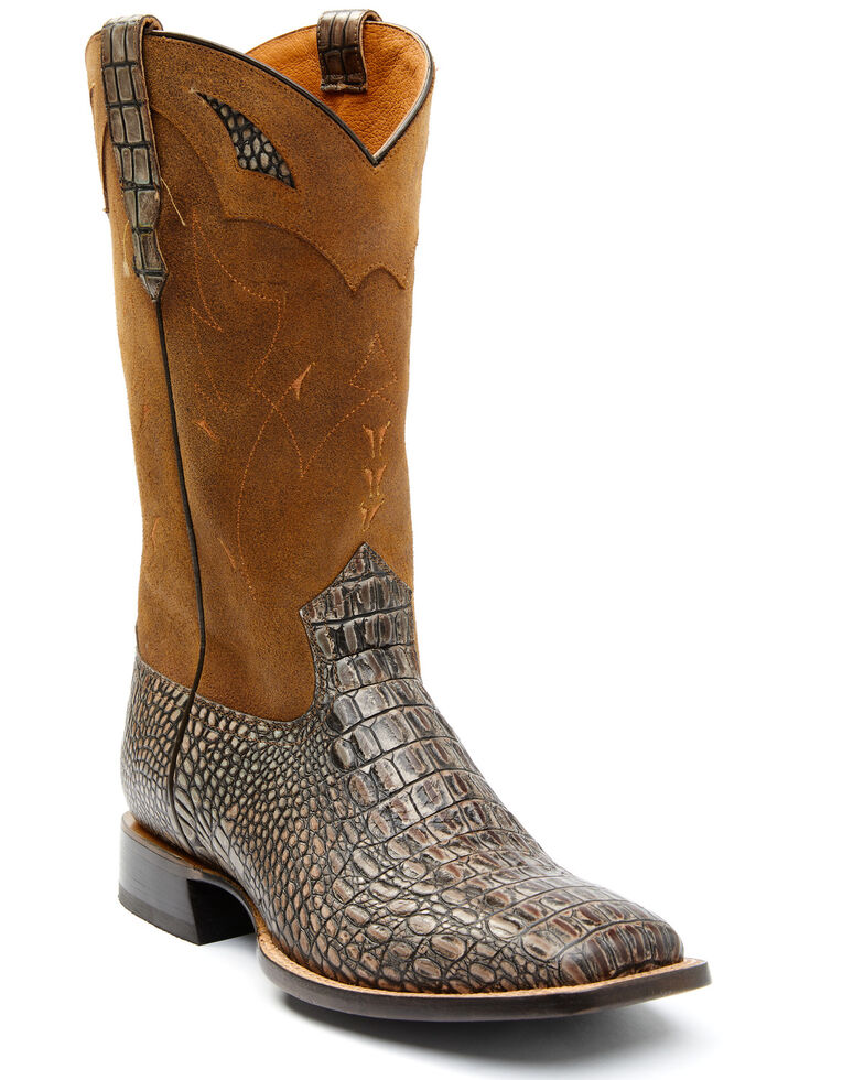 Moonshine Spirit Men's Stone Tully Crocodile Print Western Boots - Square Toe , Light Grey, hi-res