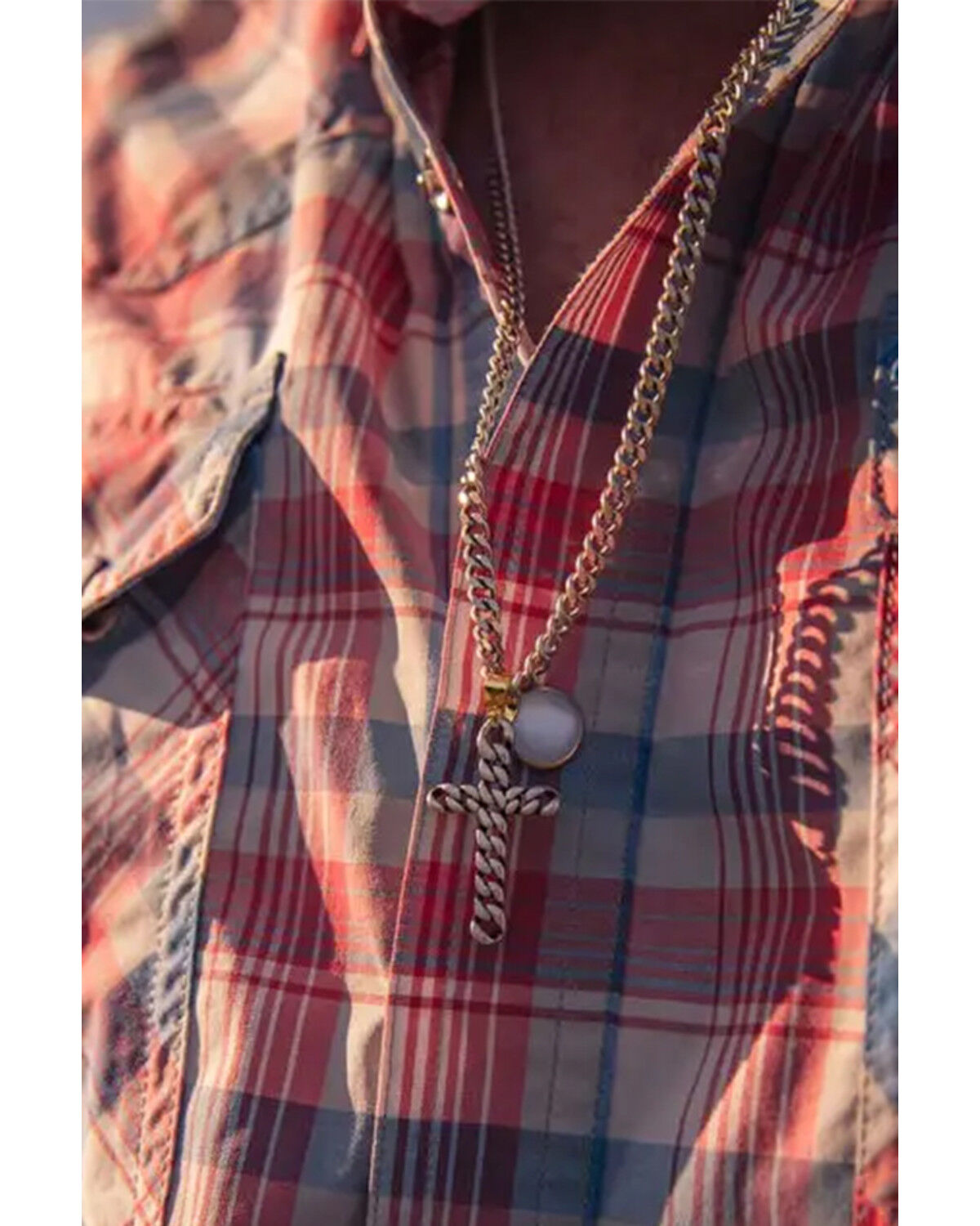 Image #1 - Montana Silversmiths Men's Braided Cross Necklace, Silver, hi-res
