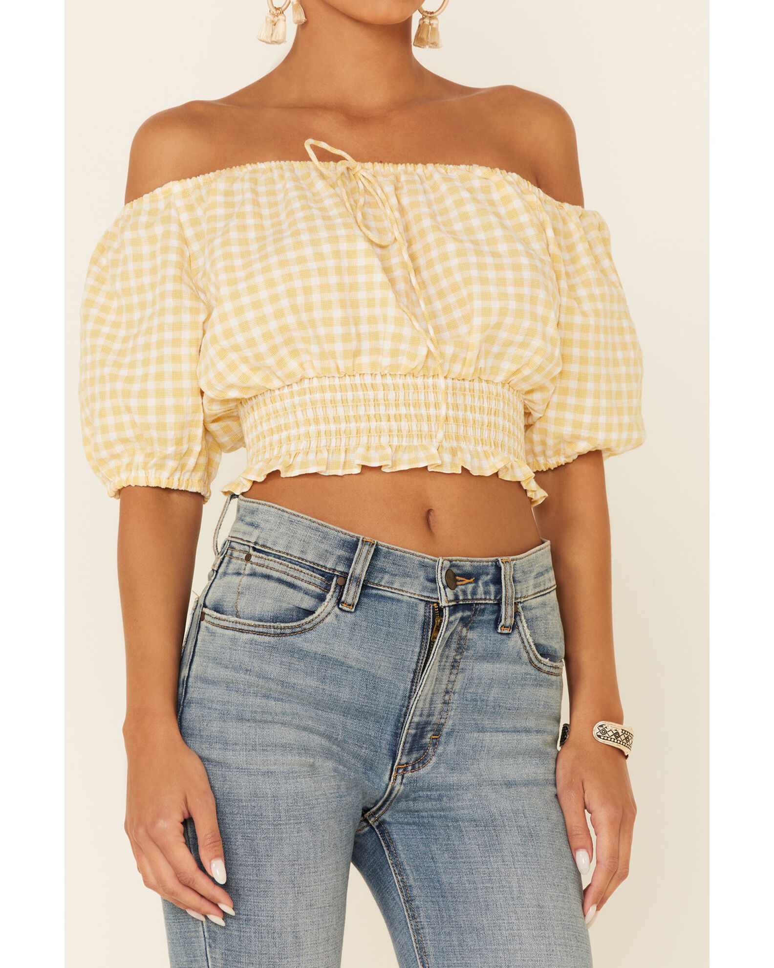 Off the shoulder peasant crop top 2025