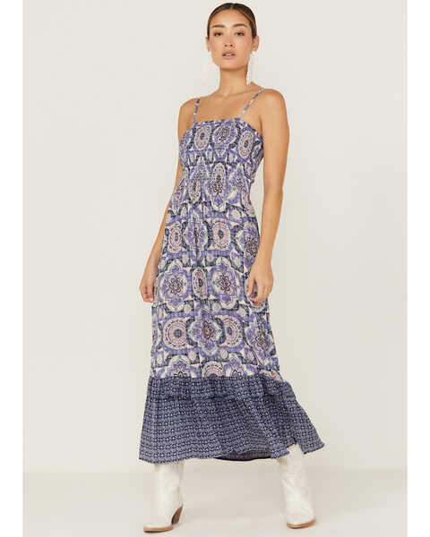 Image #1 - Angie Women's Large Geo Print Midi Dress, Blue, hi-res