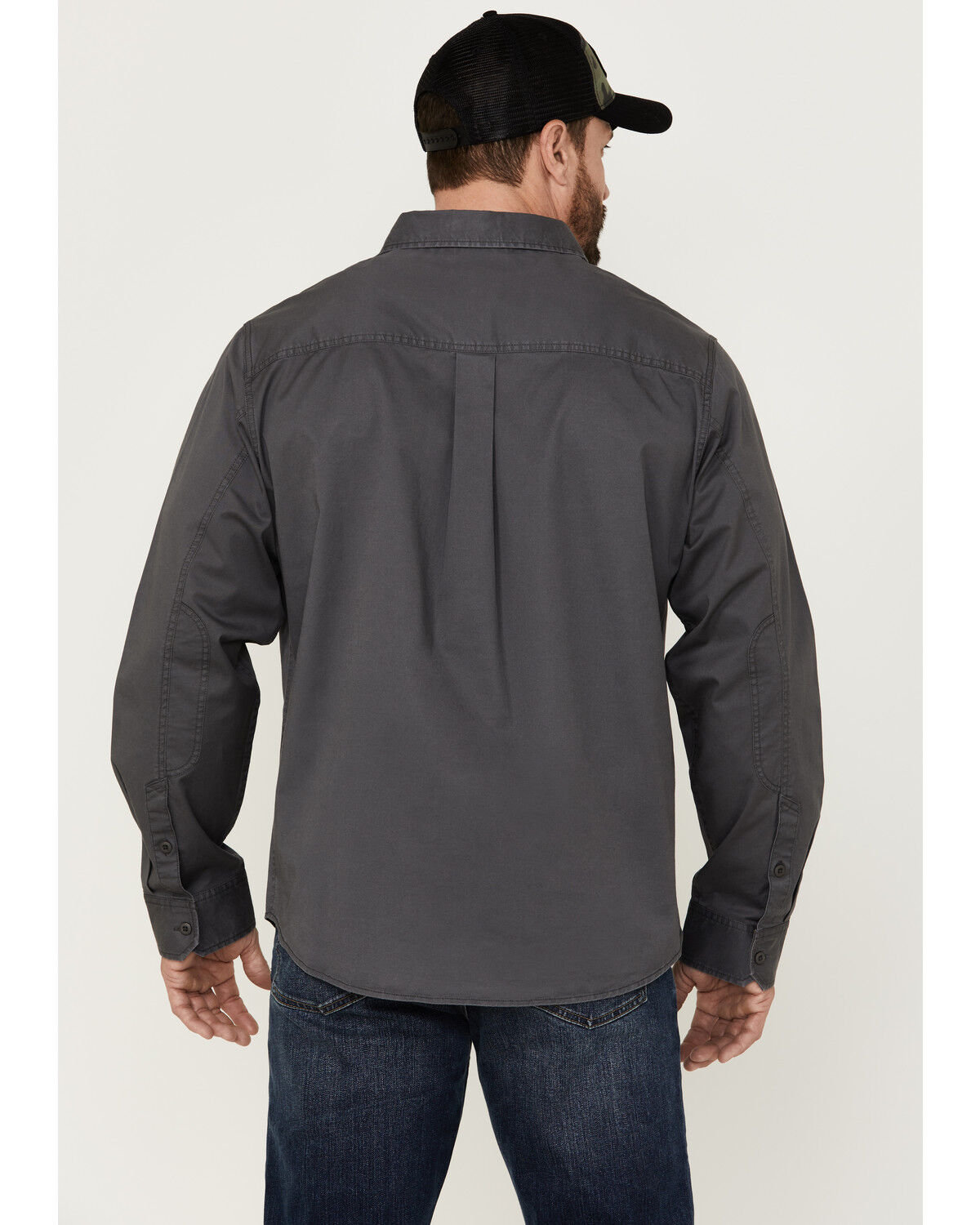 Image #5 - Brothers and Sons Men's Weathered Twill Solid Long Sleeve Button-Down Western Shirt, Charcoal, hi-res