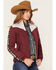 Image #1 - RANK 45® Women's Western Performance Puffer Jacket, Dark Red, hi-res