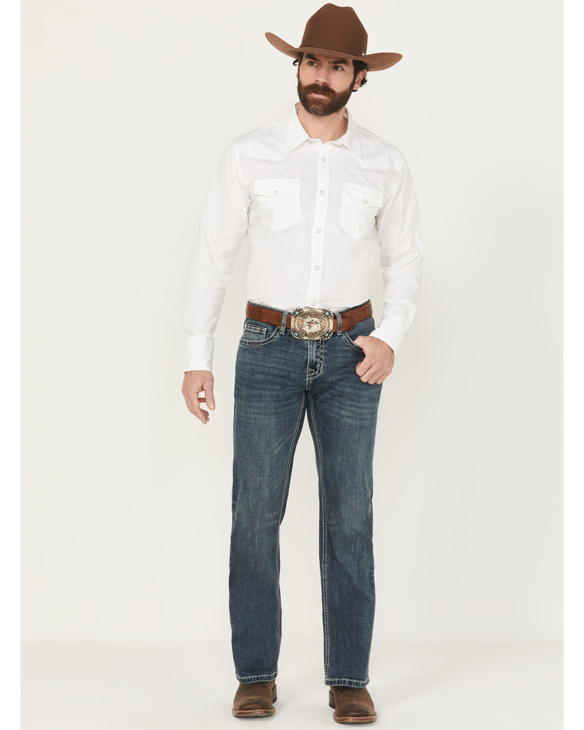 Image #1 - Hooey By Rock & Roll Denim Men's Medium Wash Pistol Straight Reflex Denim Jeans, Medium Wash, hi-res