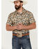 Image #1 - Rock & Roll Denim Men's Cactus Print Stretch Short Sleeve Snap Western Shirt, Tan, hi-res