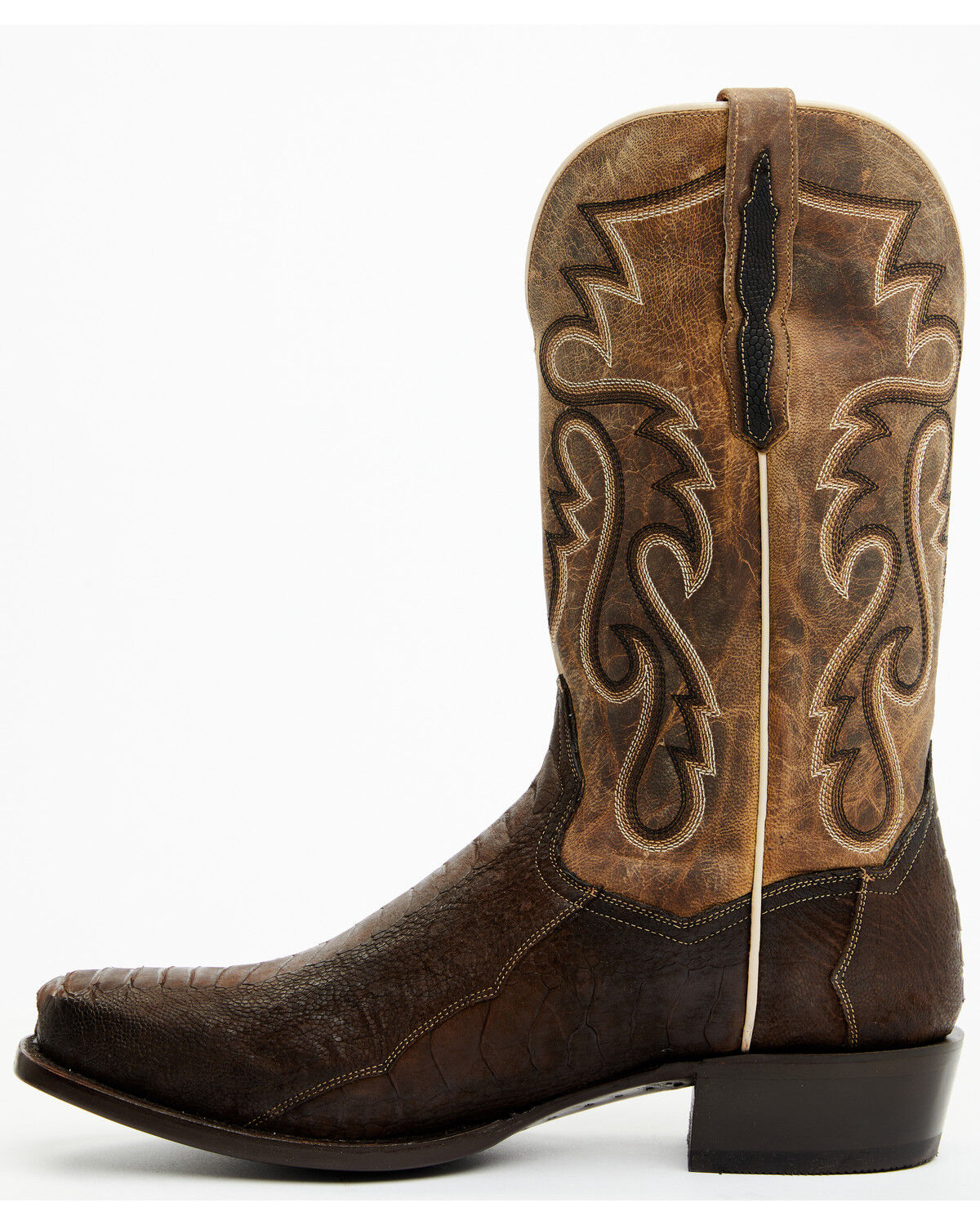 Image #2 - Dan Post Men's Exotic Ostrich Leg Western Boots - Square Toe, Chocolate, hi-res