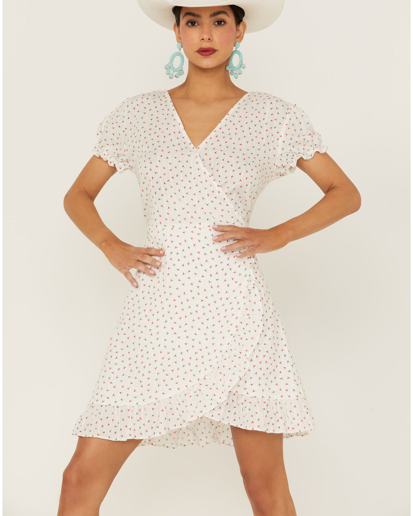 morgen titel Scenario Molly Bracken Women's Floral Print Ruffle Puff Short Sleeve Mini Dress -  Country Outfitter