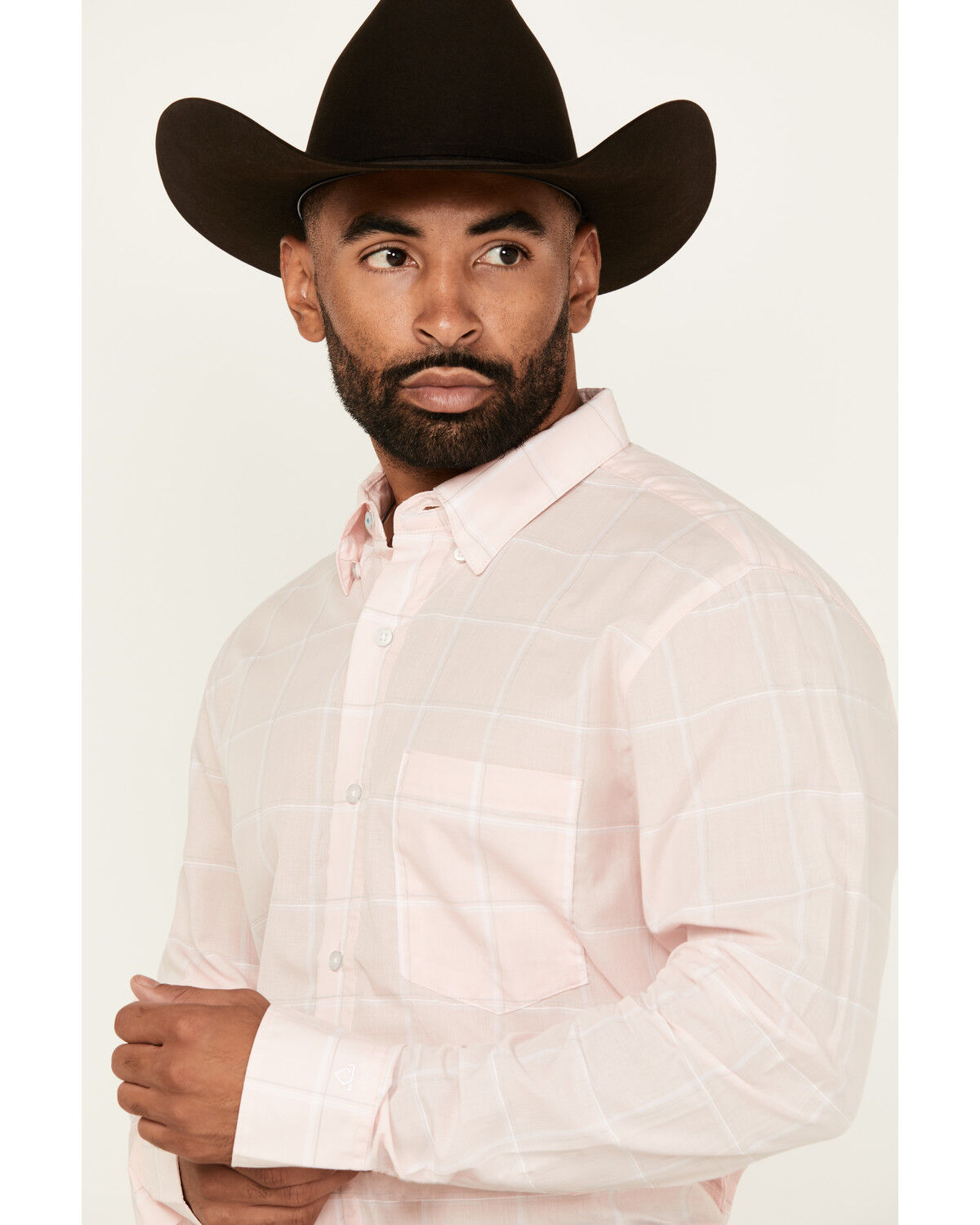 Image #2 - Wrangler X Cody Johnson Men's Checkered Print Long Sleeve Button-Down Western Shirt - Tall, Pink, hi-res