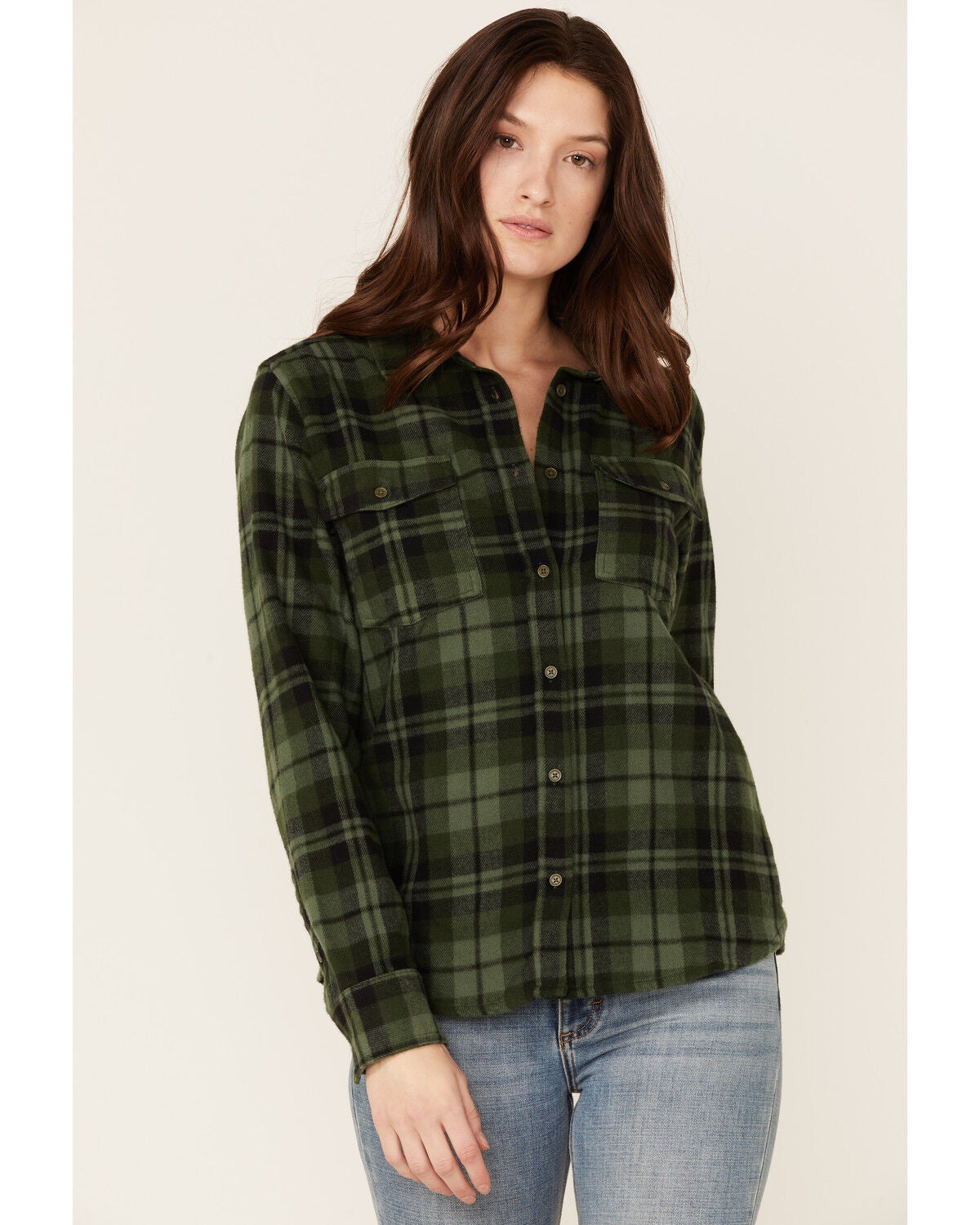 Button-Down Western Flannel Shirt 