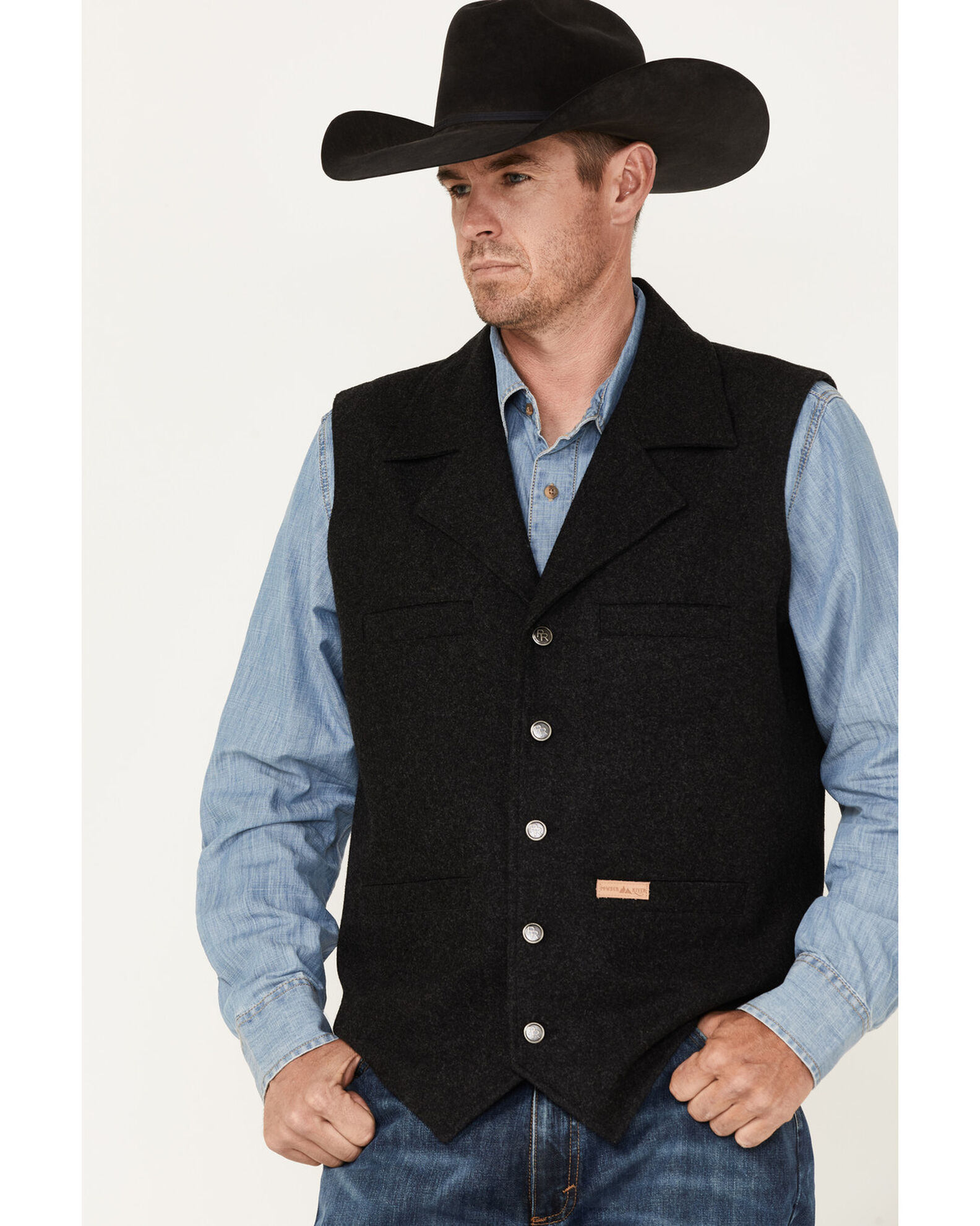 Powder River Outfitters Men s Black Wool Montana Vest Country Outfitter
