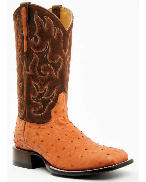 Cody James Men's Exotic Full Quill Ostrich Western Boots - Broad Square Toe, Tan, hi-res