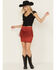 Image #1 - Idyllwind Women's Wylie Studded Fringe Faux Suede Mini Skirt, Chilli, hi-res