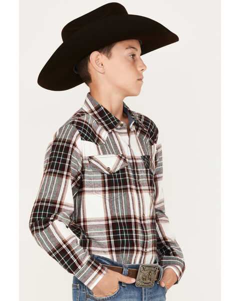 Image #2 - Cody James Boys' Plaid Print Long Sleeve Button-Down Flannel Shirt, Cream, hi-res
