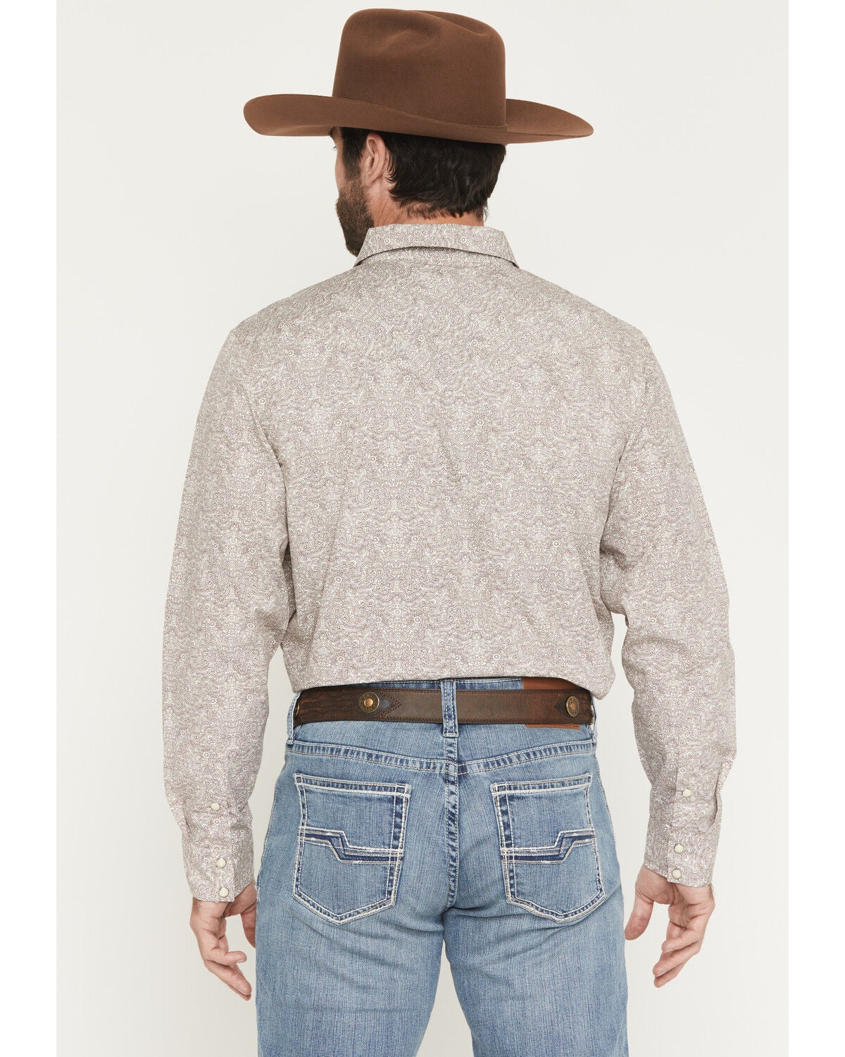 Image #4 - Gibson Trading Co Men's Mind Trap Paisley Print Long Sleeve Snap Western Shirt - Tall, Ivory, hi-res