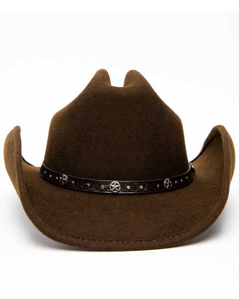 Cody James Men's Cattleman Tooled Star Concho Band Wool Hat , Brown, hi-res
