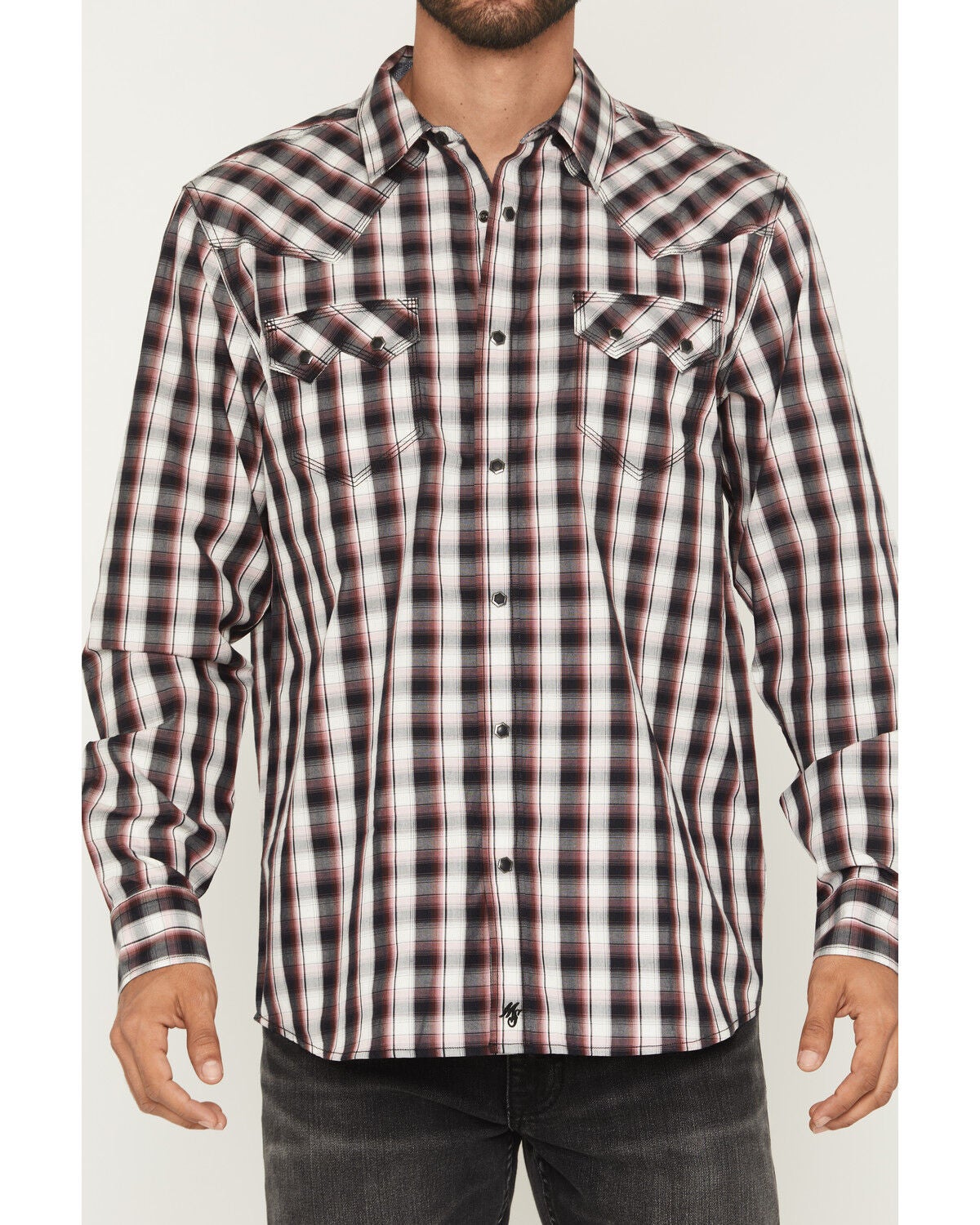 Image #3 - Moonshine Spirit&reg; Men's Tequila Sunrise Plaid Print Long Sleeve Snap Western Shirt, White, hi-res