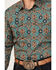Image #3 - Gibson Trading Co Men's Vagabond Medallion Print Long Sleeve Snap Western Shirt, Teal, hi-res