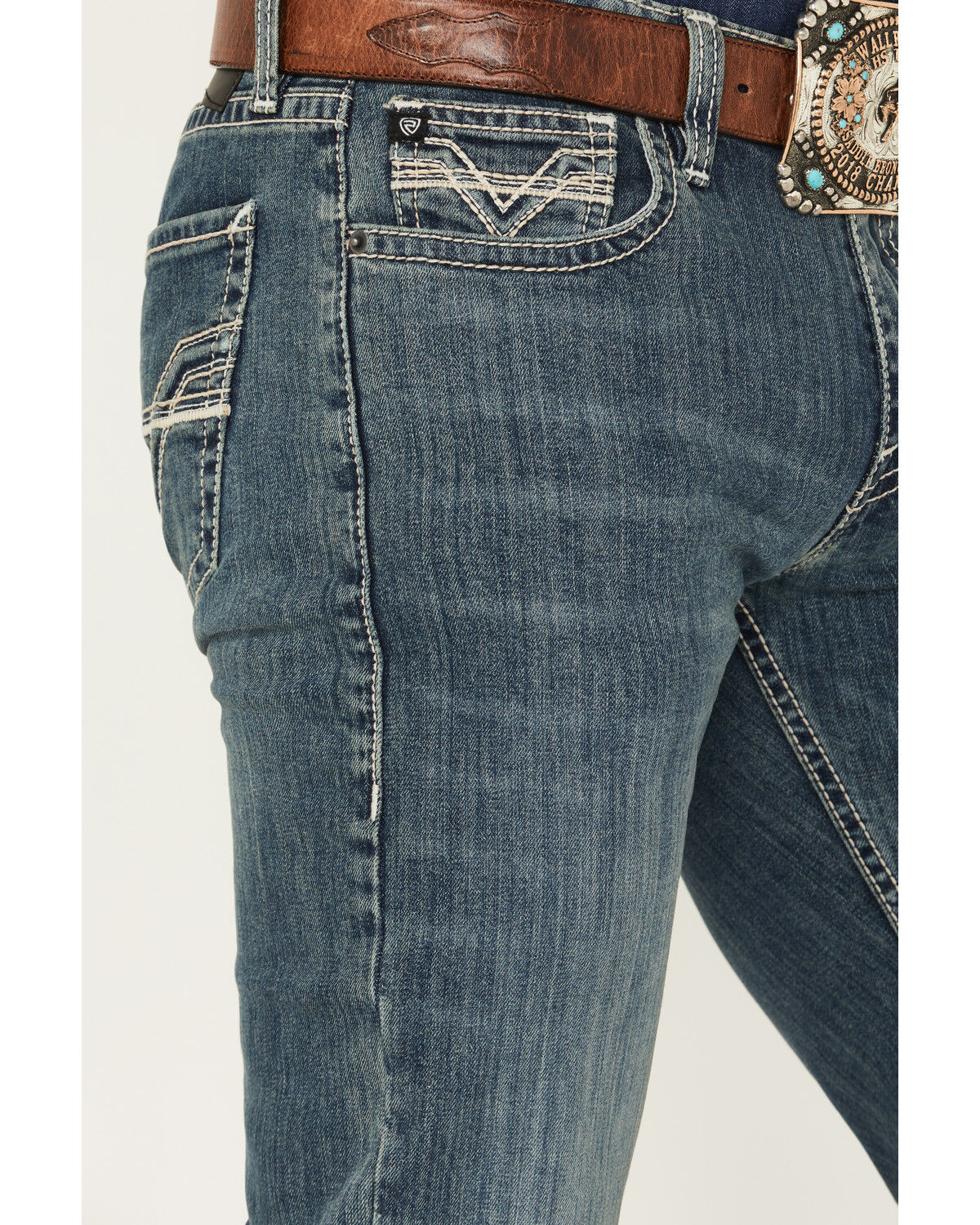 Image #2 - Rock & Roll Denim Men's Revolver Medium Wash Slim Straight Reflex Denim Jeans, Medium Wash, hi-res
